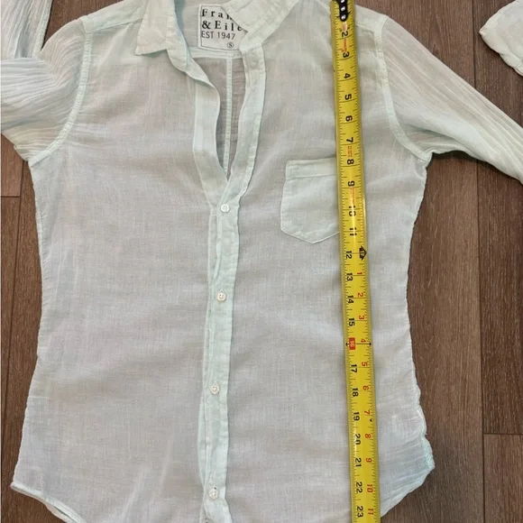 Frank & Eileen Barry Button Down Shirt Mint Green Lightweight 100% Cotton Small - Picture 11 of 13